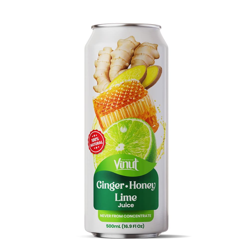 VINUT Minuman Jus Halia, Madu & Limet 100% Semula Jadi 16.9 fl oz - Bukan dari Pati