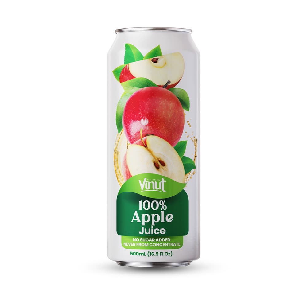 VINUT Jus Epal 100%, Tanpa Gula Tambahan, Bukan Daripada Pekatan, Tin Ramping, 16.9 fl oz 500 mL