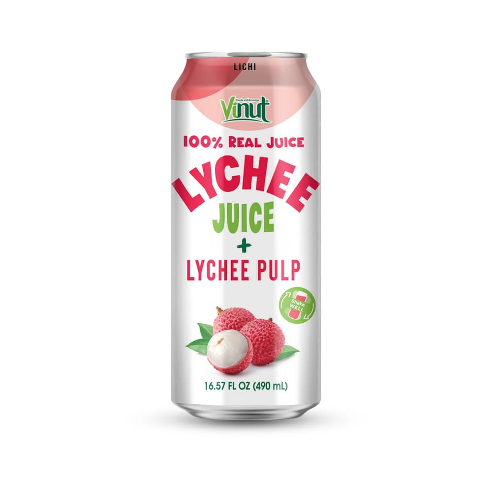 VINUT 100% Jus Sebenar Jus Laici + Pulpa Laici, Tin Ramping, 16.57 fl oz 490 mL