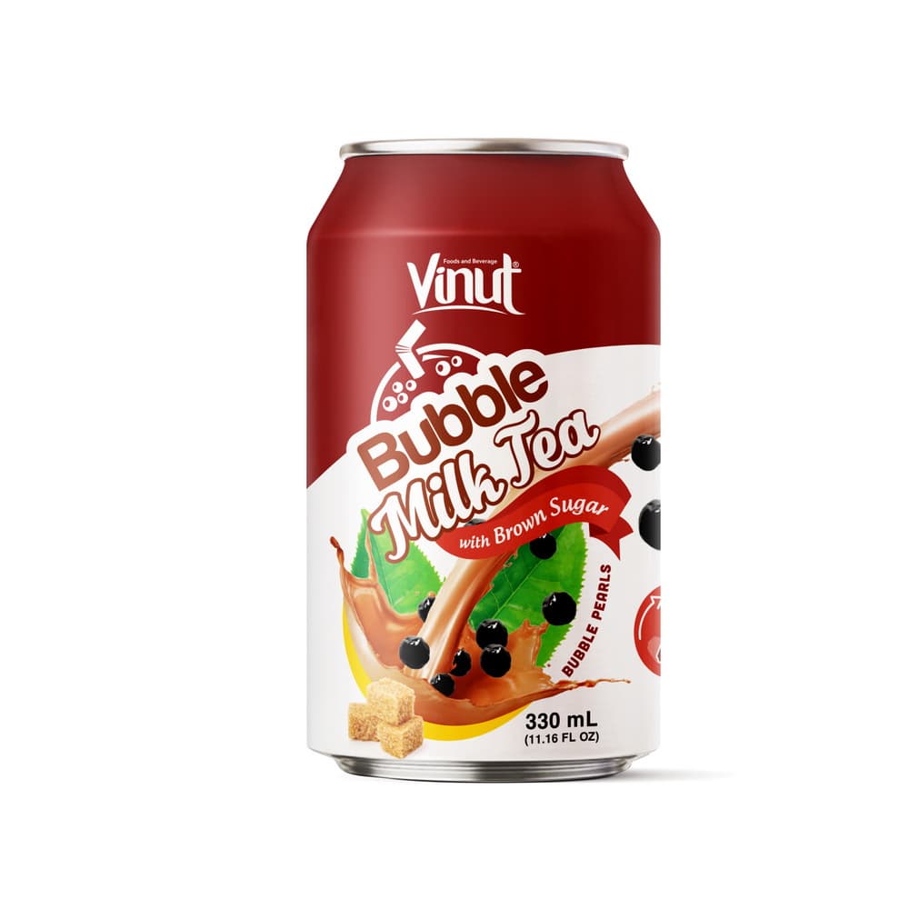 VINUT Teh Susu Bubble dengan Gula Perang, Tin, 11.16 fl oz 330 mL