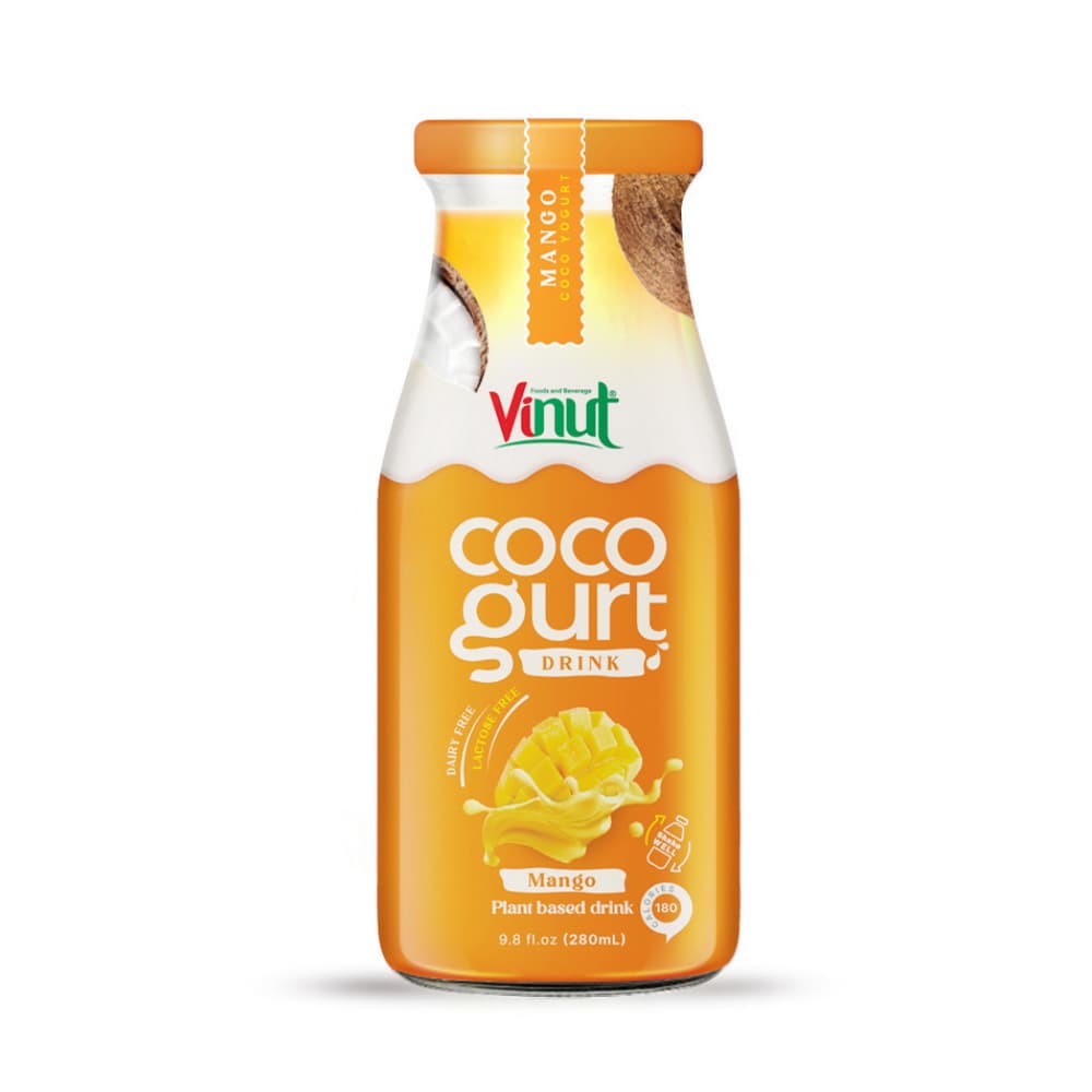 VINUT Minuman Cocogurt Mangga, Botol Kaca, 9.8 fl oz 280 mL