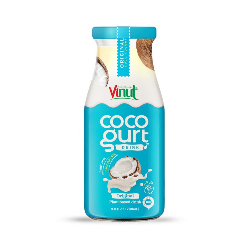 VINUT Minuman Cocogurt Asli, Minuman Berasaskan Tumbuhan, Botol Kaca, 9.8 fl oz 280 mL