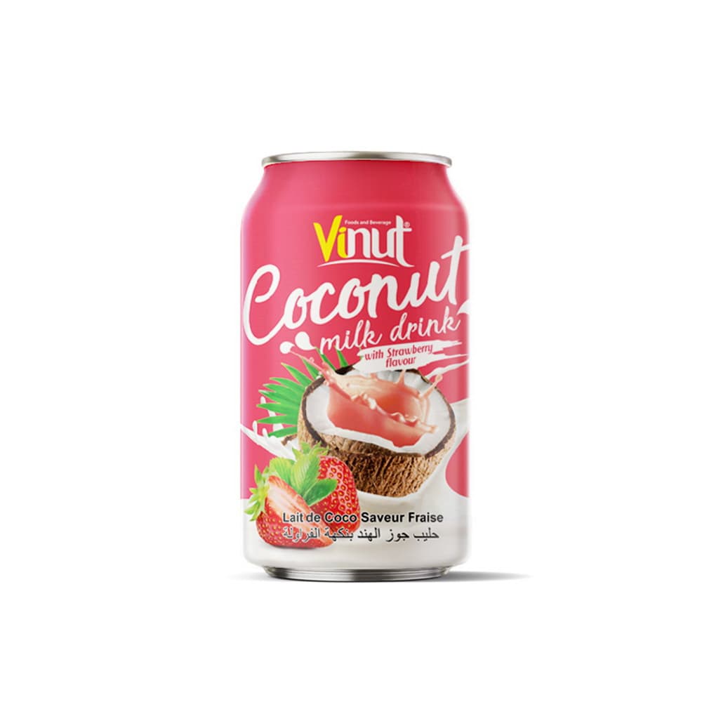 VINUT Minuman Susu Kelapa Perisa Strawberi Tin (330 mL)