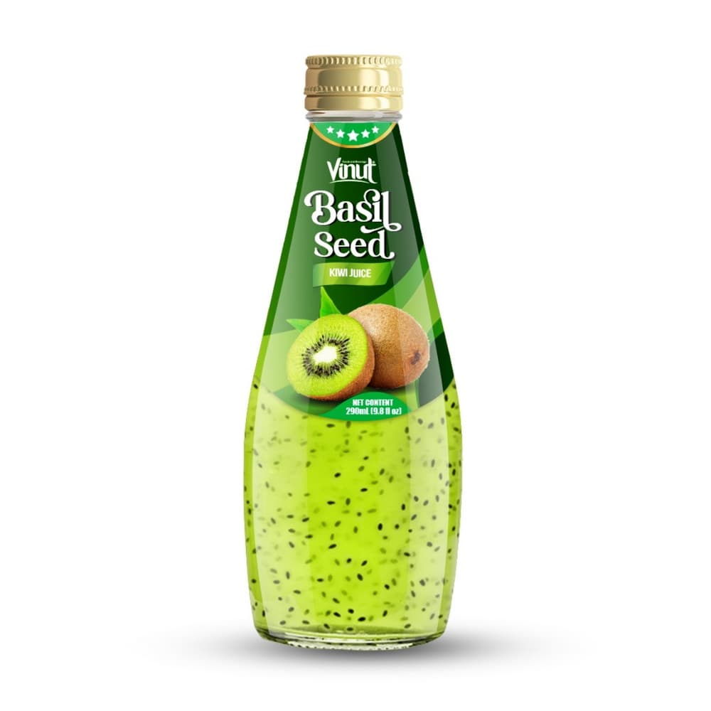 VINUT Jus Biji Selasih Kiwi, Botol Kaca, 9.8 fl oz (290 mL)