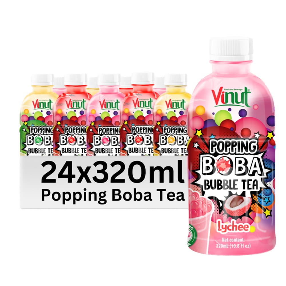 VINUT Teh Buih Boba Letup Laici, Botol PET, 10.8 fl oz (320 mL)