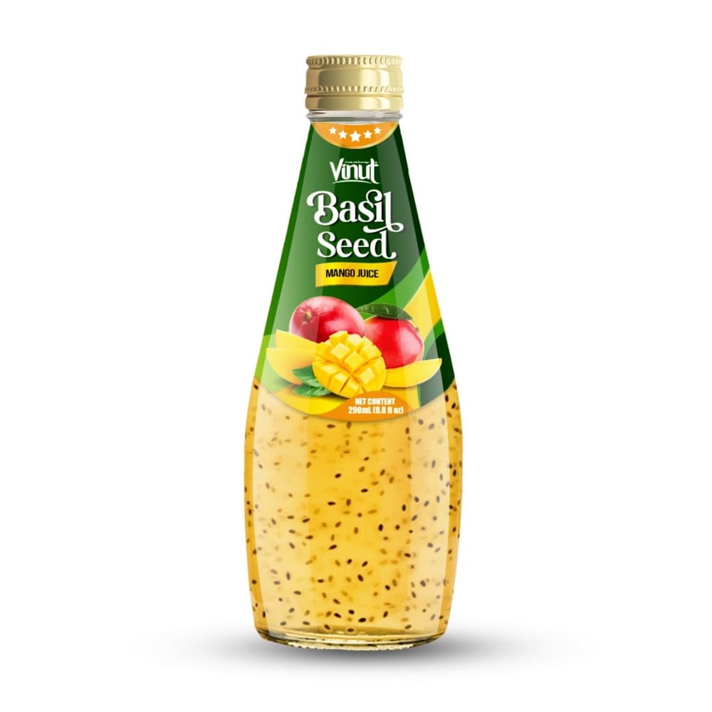 VINUT Jus Biji Selasih Perisa Mangga, Botol Kaca, 9.8 fl oz (290 mL)
