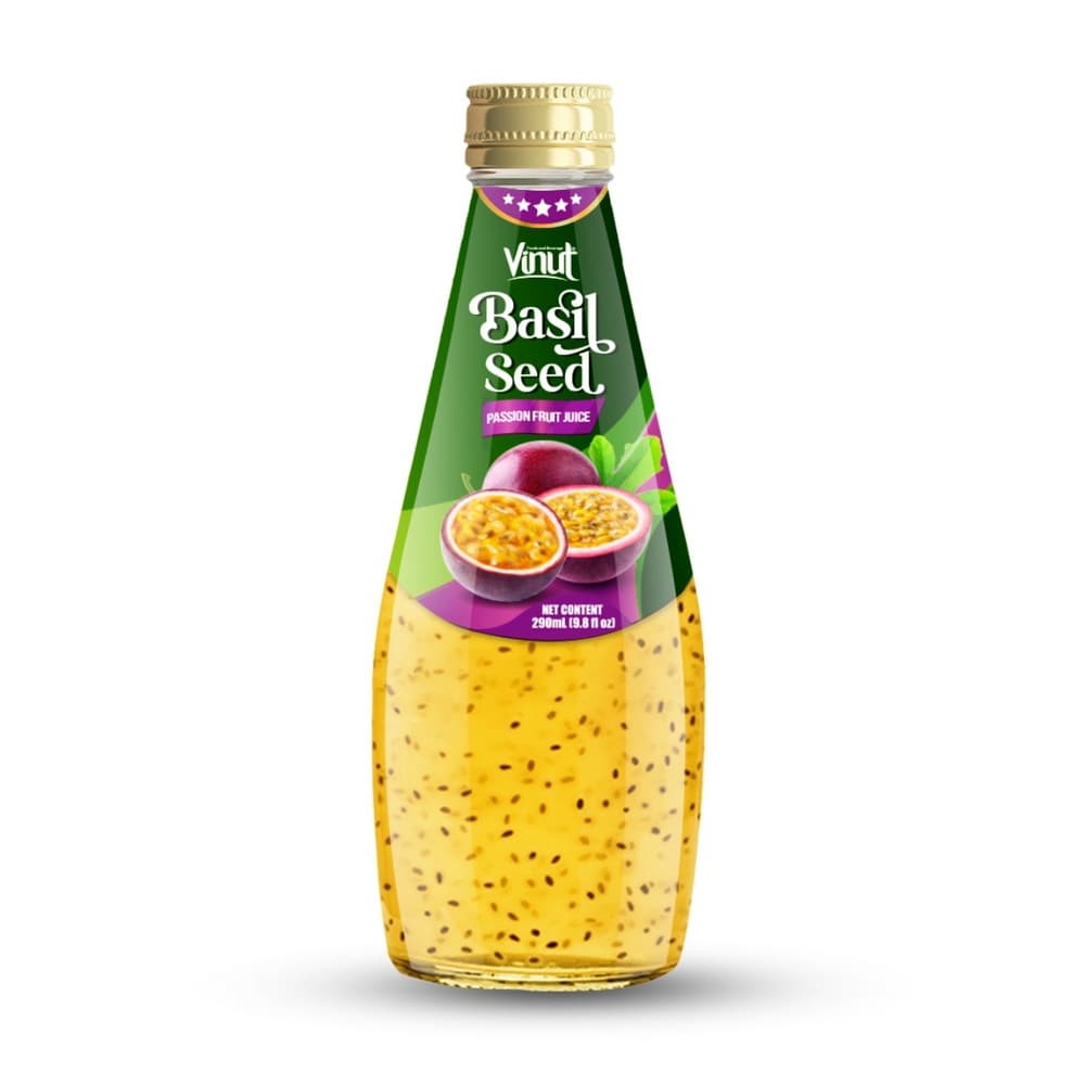 VINUT Jus Biji Selasih Markisa, Botol Kaca, 9.8 fl oz (290 mL)
