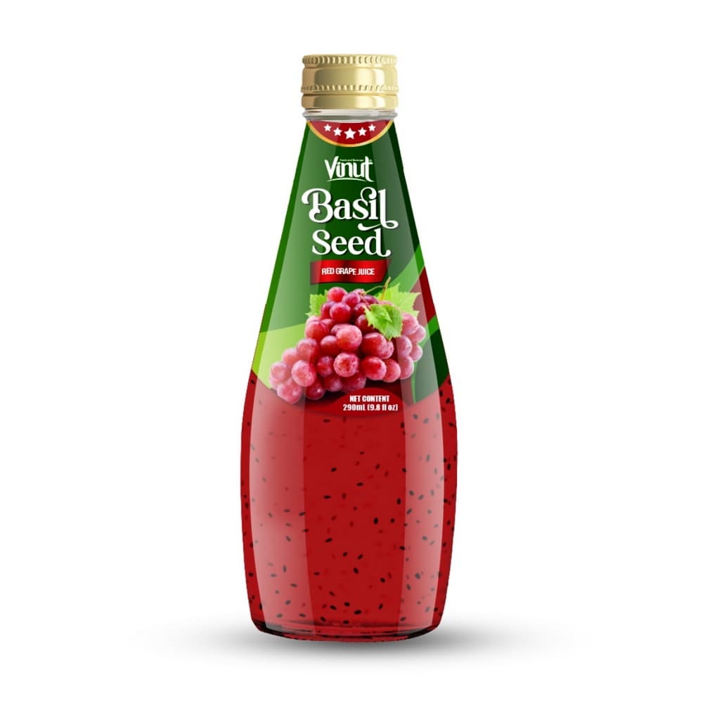 VINUT Jus Anggur Merah Biji Selasih, Botol Kaca 9.8 fl oz (290 mL)