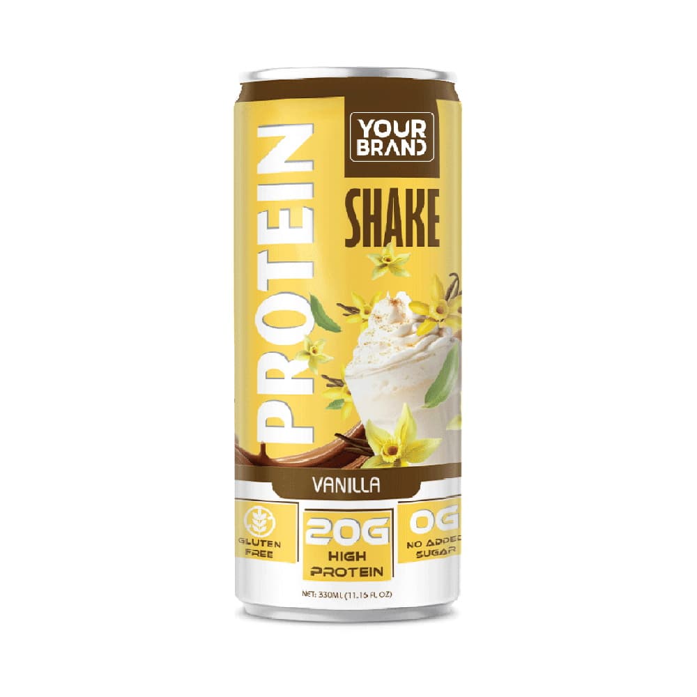 VINUT Shake Protein Vanila, Bebas Gluten, 20g Protein Tinggi, 0g Tanpa Gula Tambahan, Tin Ramping, 11.16 fl oz (330 mL)